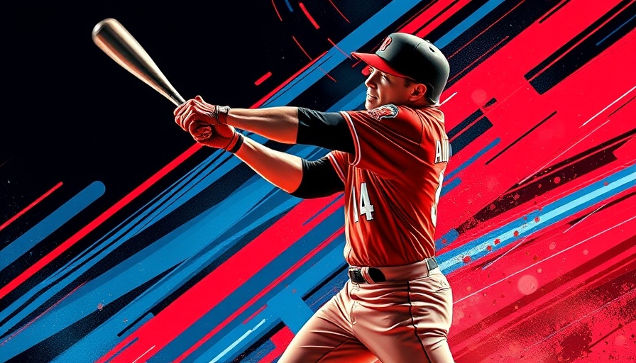 Graphic design of baseball player with abstract elements