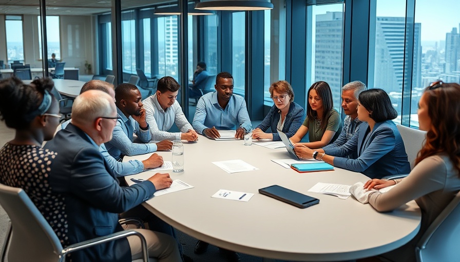 Diverse group in a meeting discussing police reform strategies.