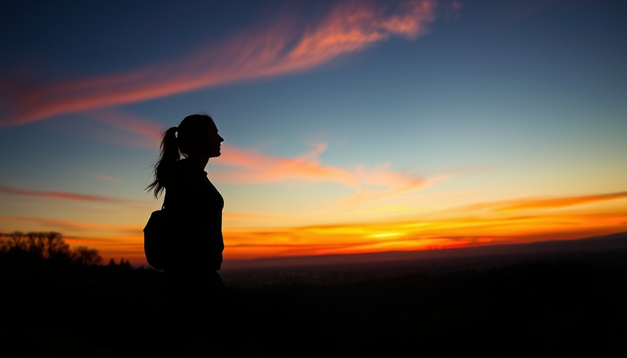 A person enjoying a sunset view over city skyline during a micro-vacation.