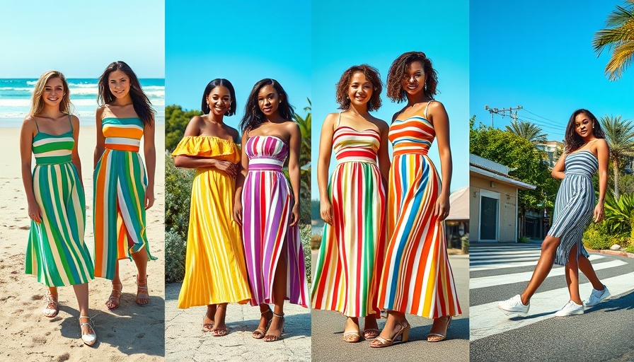 Collage showcasing Google AI advertising tools with diverse women in striped dresses.
