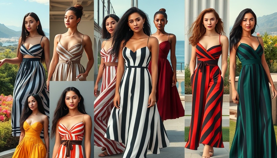 Image gallery showcasing Google's AI advertising tools with diverse women in striped dresses.