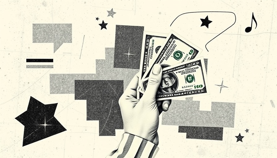 Collage of cash and symbols illustrating shopping trends in uncertain financial times.
