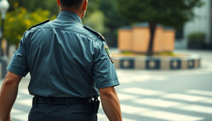CCTV captures officer in outdoor setting, police accountability.