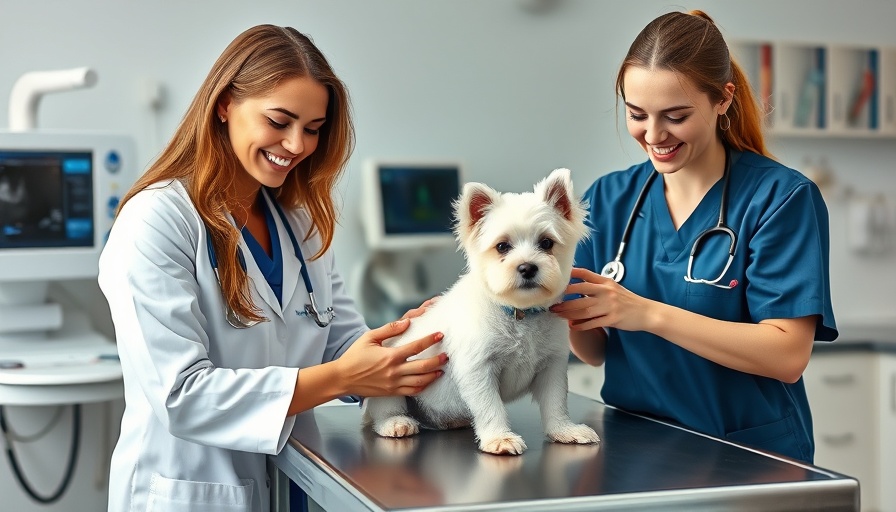 Veterinary professionals examining a dog, example of employee engagement and retention survey setting.
