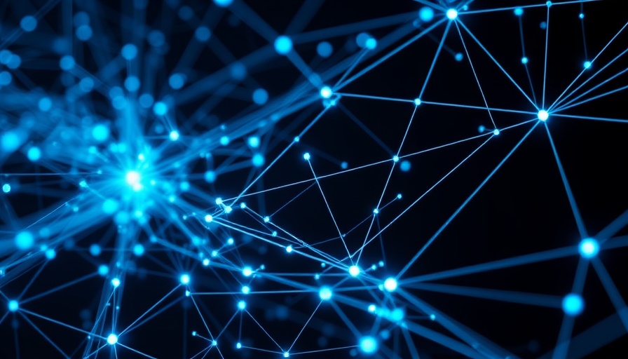 Futuristic data network analysis visualization in cyber blue.