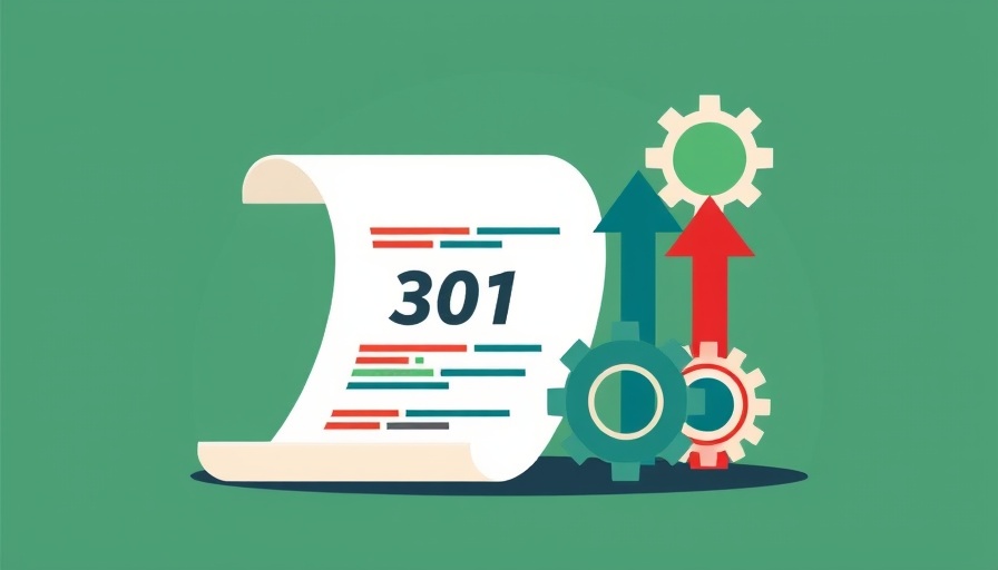 Illustration of using LLMs for 301 redirects with arrows and gears