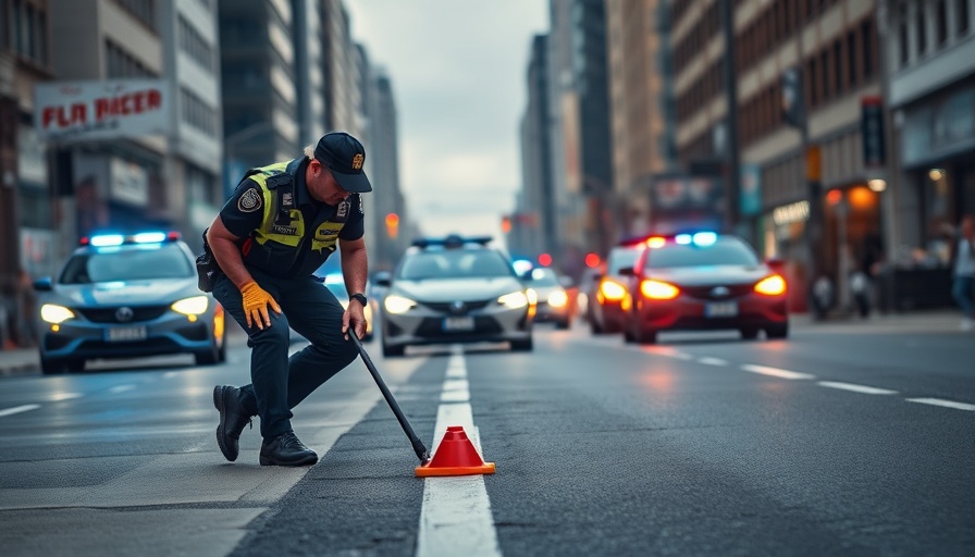 Police officer sets spike strip at illegal street racing scene.