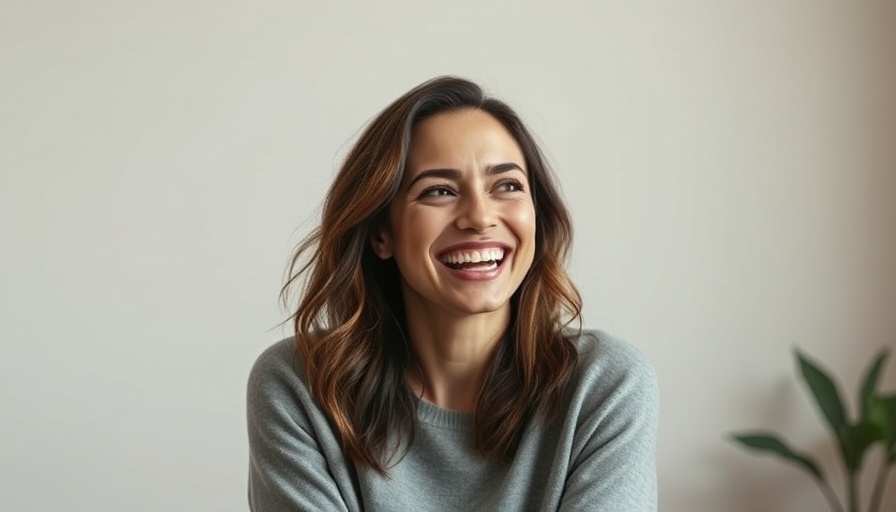 Happy woman giving customer feedback in a medspa setting.