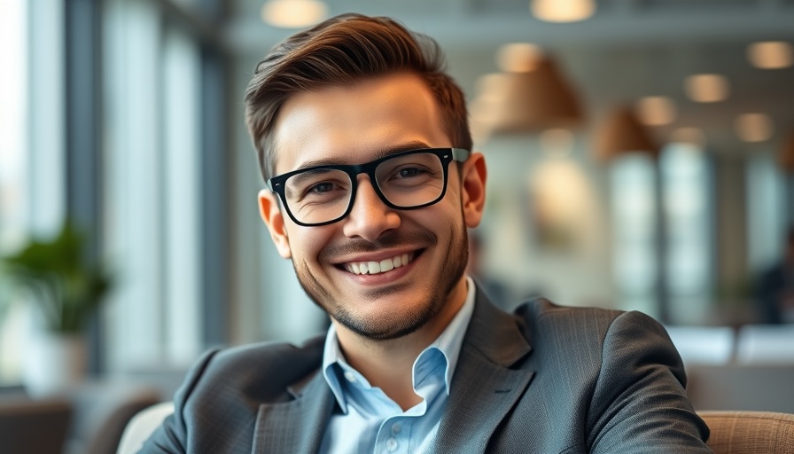 Confident businessman smiling, qualities of a business mentor.