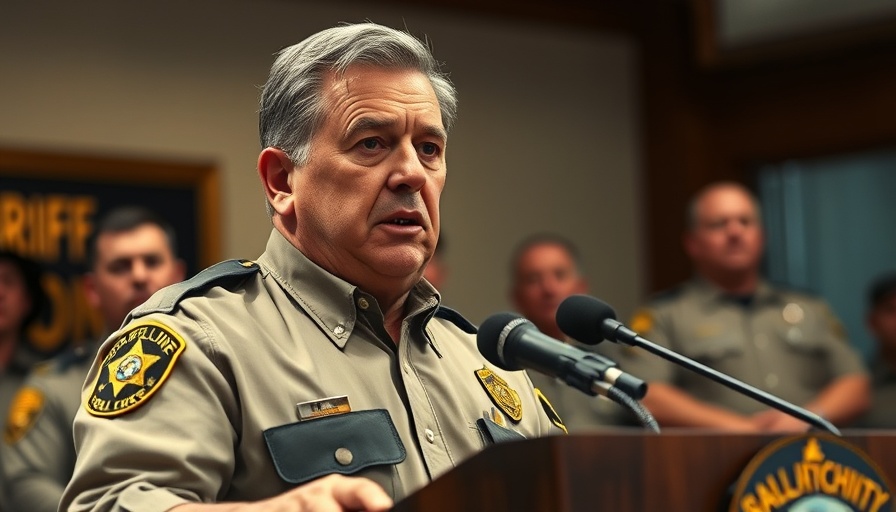 Law enforcement officers during an announcement.