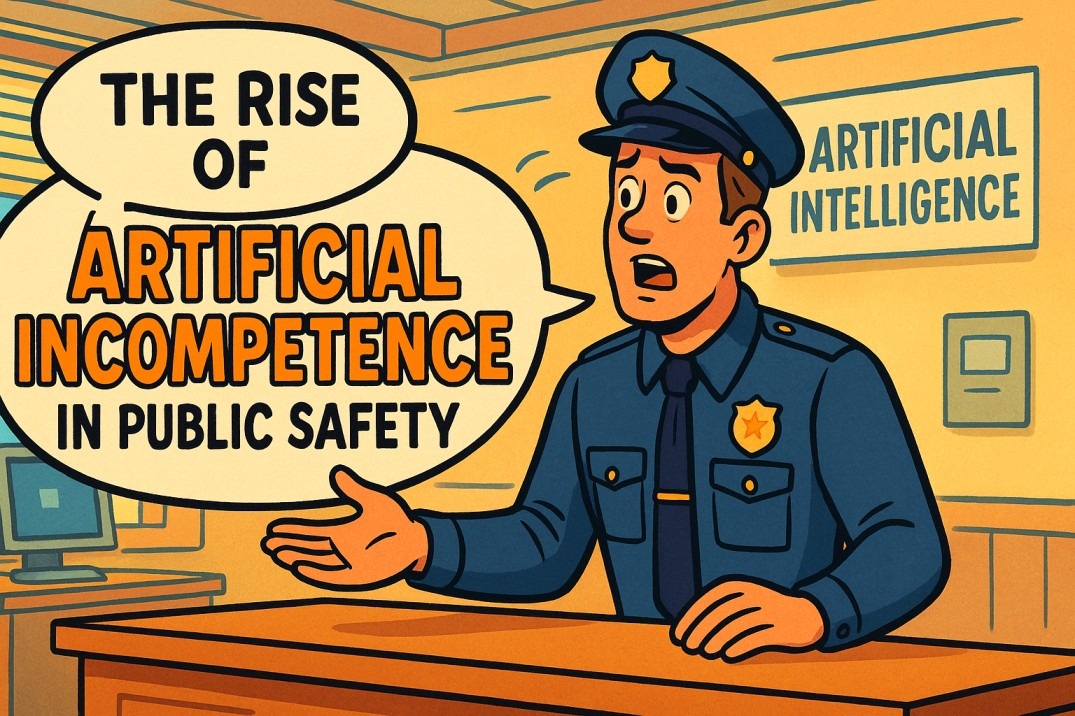 Cartoon depicting artificial incompetence at a customer service desk.