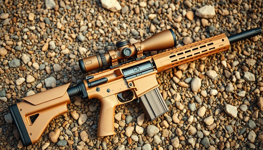 LPVOs for patrol rifles: Tactical rifle with LPVO scope on rocks.