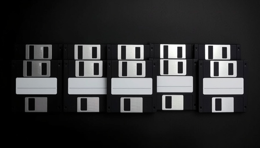 Retro floppy disks with geometric background for savable MedSpa content.