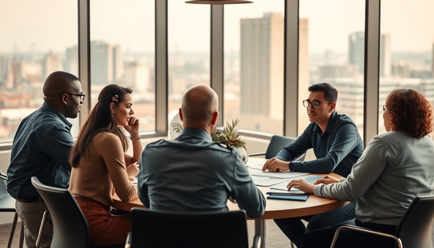 Group discusses police reform strategies in modern conference room.