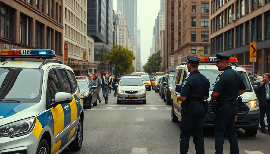 Urban scene of police officers in Nova Scotia discussing reforms