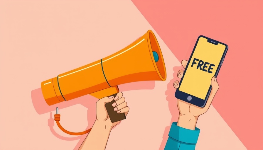 Vibrant megaphone and smartphone illustration promoting freebies for lead generation.