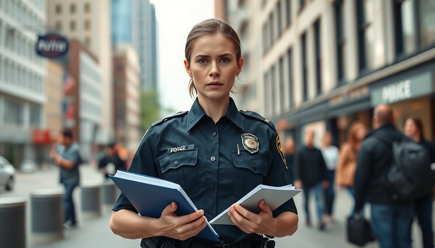 Female police officer in urban setting, highlighting police accountability.