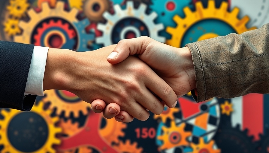 Handshake with gears in abstract background, timing in deal making for MedSpas.