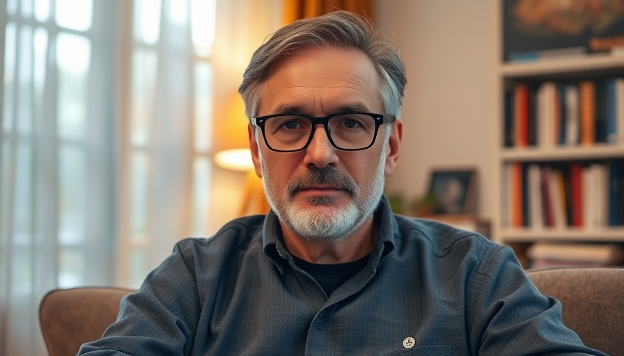 Middle-aged man in cozy room reflecting Warren Buffett philanthropy lessons for leaders.
