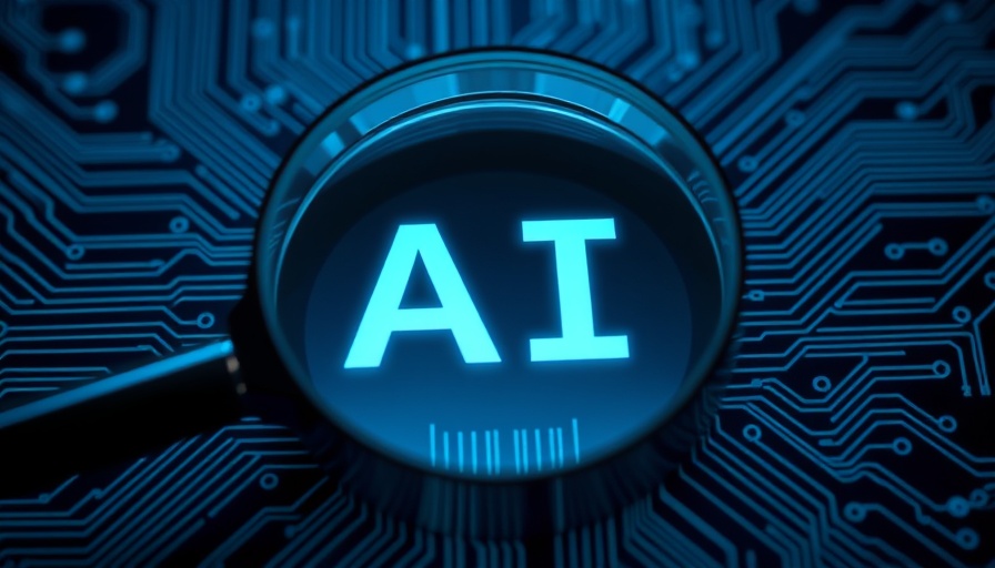 AI search concept magnified on digital circuit board.