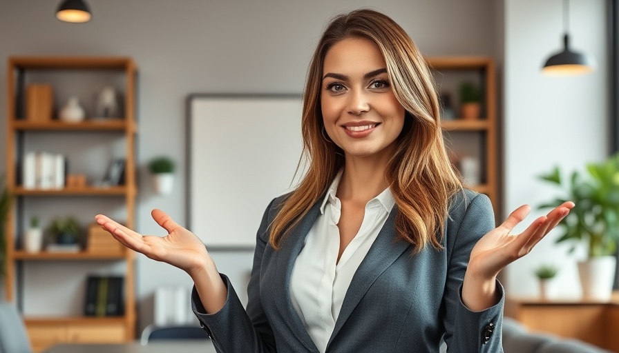 Professional woman discussing selling your med spa, office setting.