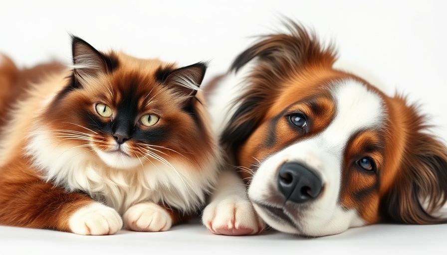 Ragdoll cat and Border Collie lying calmly, highlighting Cefovecin sodium injection for skin infections.