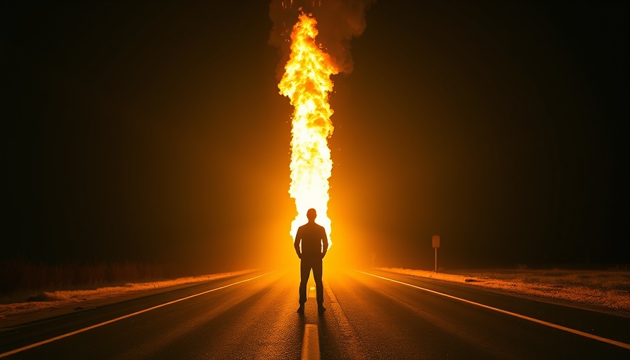 Dramatic night scene with burst of fire on road, highlighting police officer safety.