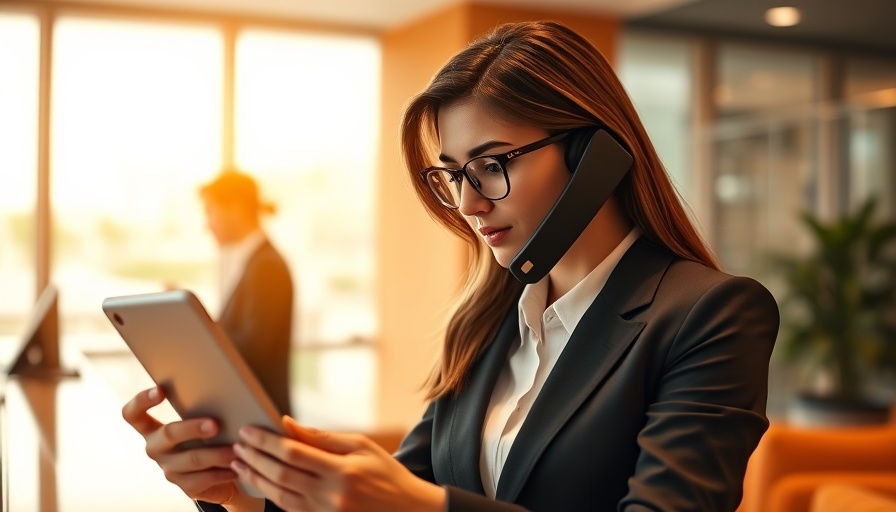 Hotel receptionist using CRM software, vibrant office setting.