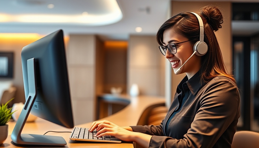 Hotel receptionist using CRM software for hotels while on a call.