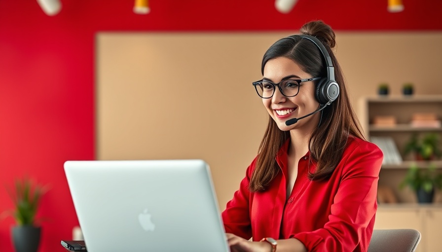 Woman using laptop with a headset, ideal for best CRMs for utilities in 2025.
