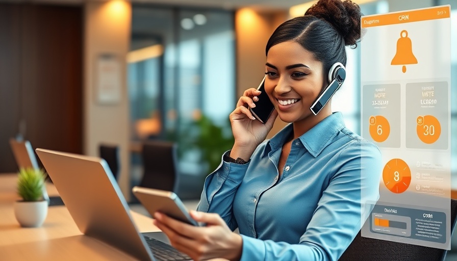 Hotel receptionist using best CRM software for hotels in 2025, smiling on phone.