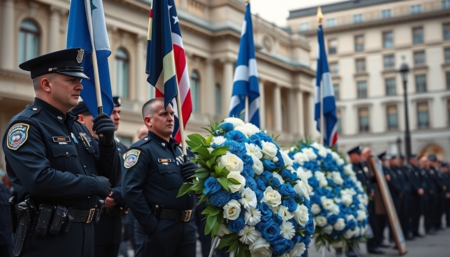Ceremony with officers and wreath honoring law enforcement deaths report 2025.