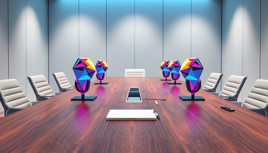 AI notetakers concept in boardroom setting with futuristic design.