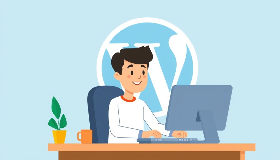 Cartoon illustration of a person using WordPress, essential plugins context