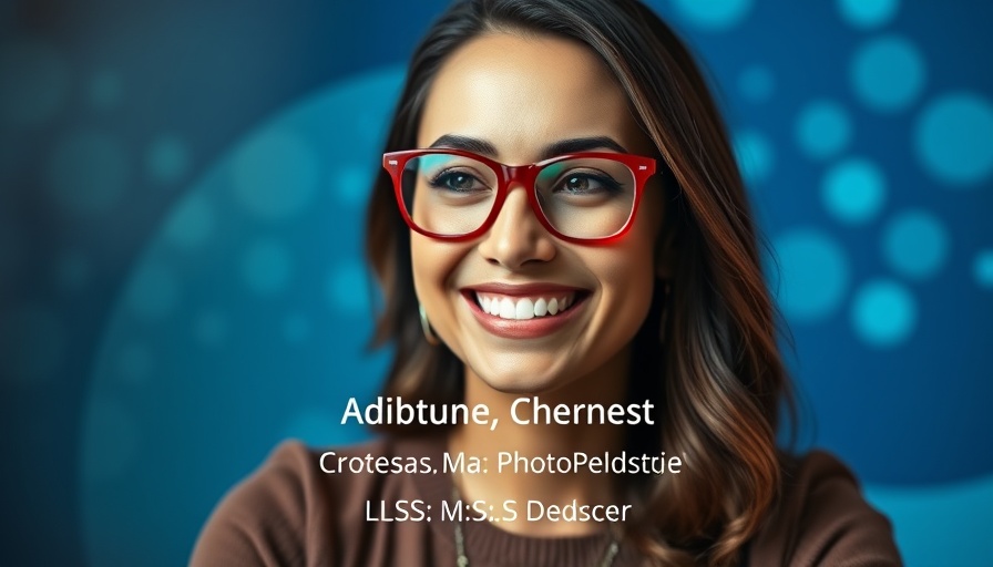 Video interview image with smiling woman and text overlay.