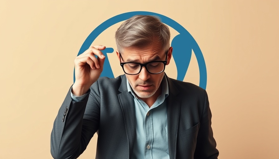 Stressed man with WordPress logo, reflecting malware scanner vulnerability.