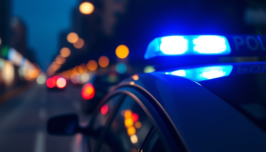Blue police light highlighting public safety innovations at night.