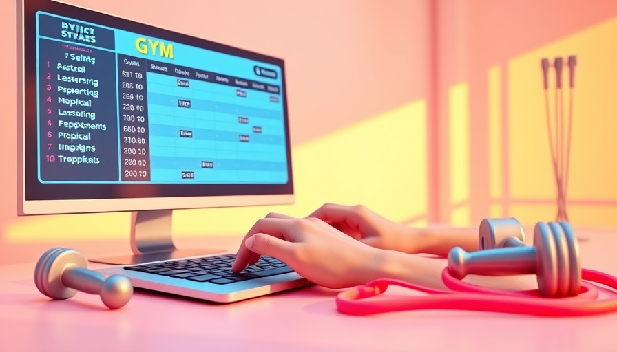 Colorful setup illustrating best CRM for gym businesses 2025, with schedule board and gym gear.