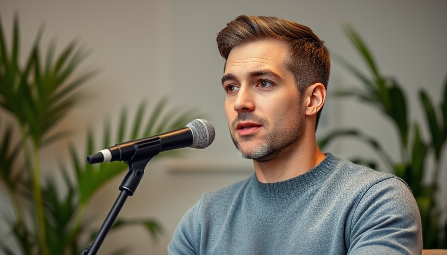 Confident speaker in medspa ad setting.