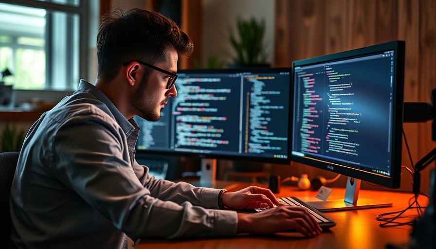 Developer working on CSS Class Names SEO with dual monitors.