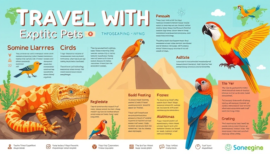Infographic on traveling with exotic pets with tips and illustrations