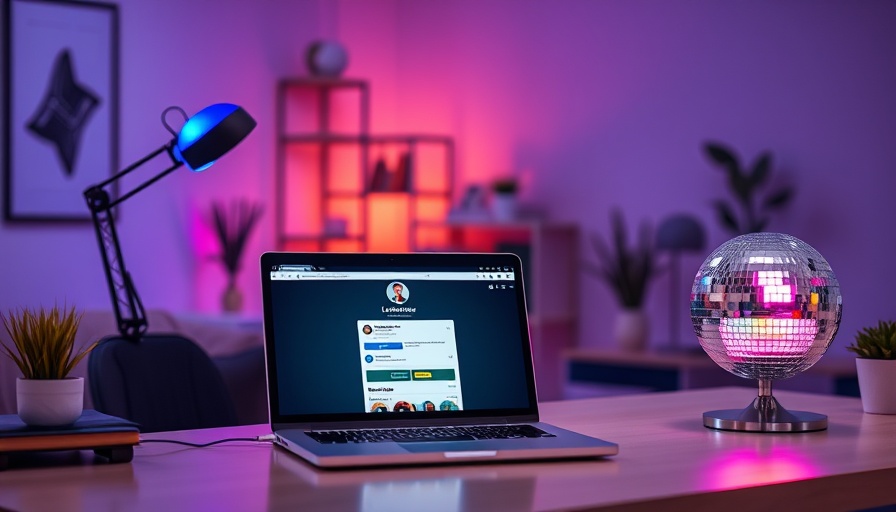 Modern workspace with laptop showing LinkedIn profile, ideal for daily LinkedIn posting for MedSpas.