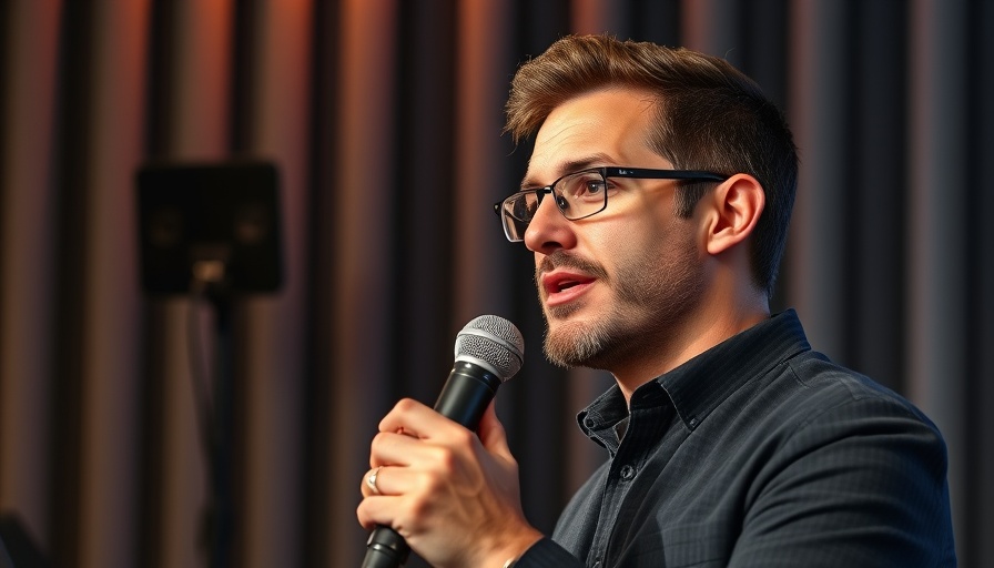 Digital marketing speaker discussing AI data visualizations with enthusiasm.