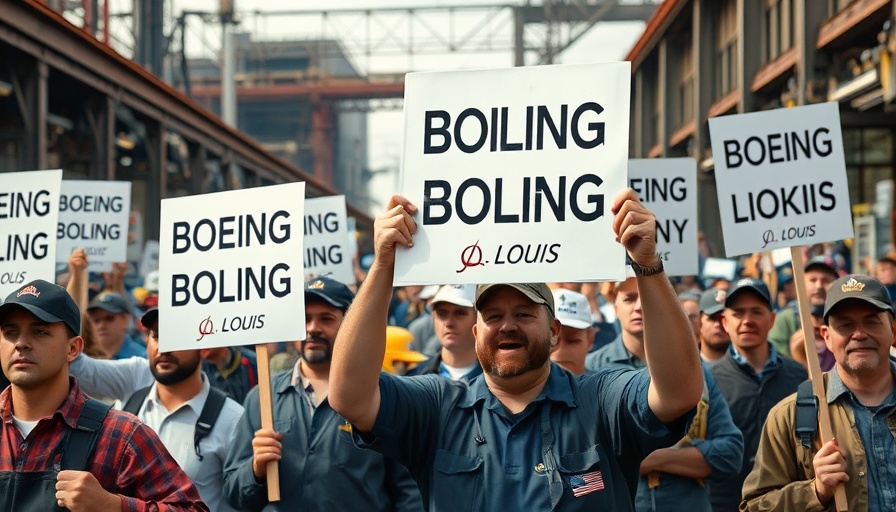 Boeing St. Louis union workers in protest strike, holding signs.