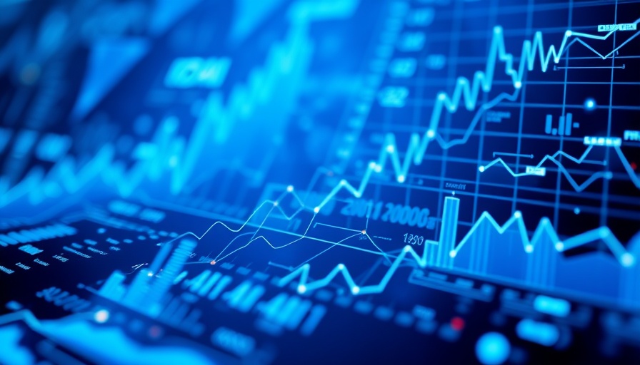 Futuristic data analysis visual with graphs and charts.