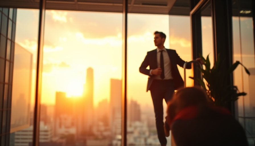 Workspace transition symbolizing trading corporate life for a big idea.