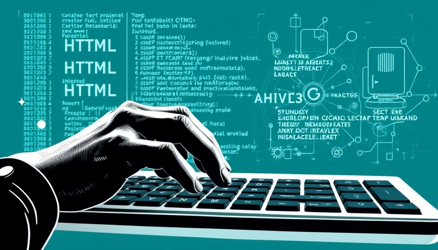 Artistic representation of coding with semantic HTML elements.