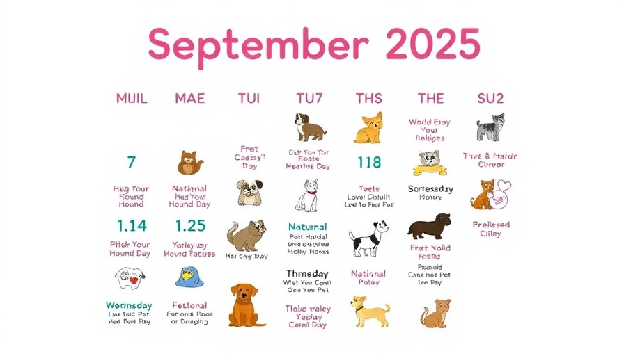 September pet-related holidays calendar 2025 illustration