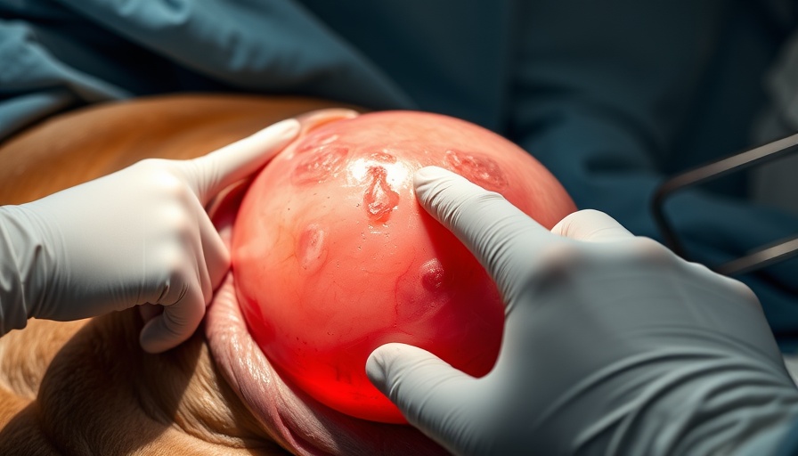 Mammary tumors in veterinary medicine: surgical examination close-up.