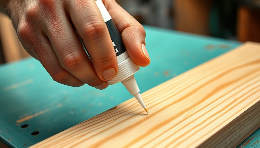 Applying glue to a wooden board, detailed handwork.